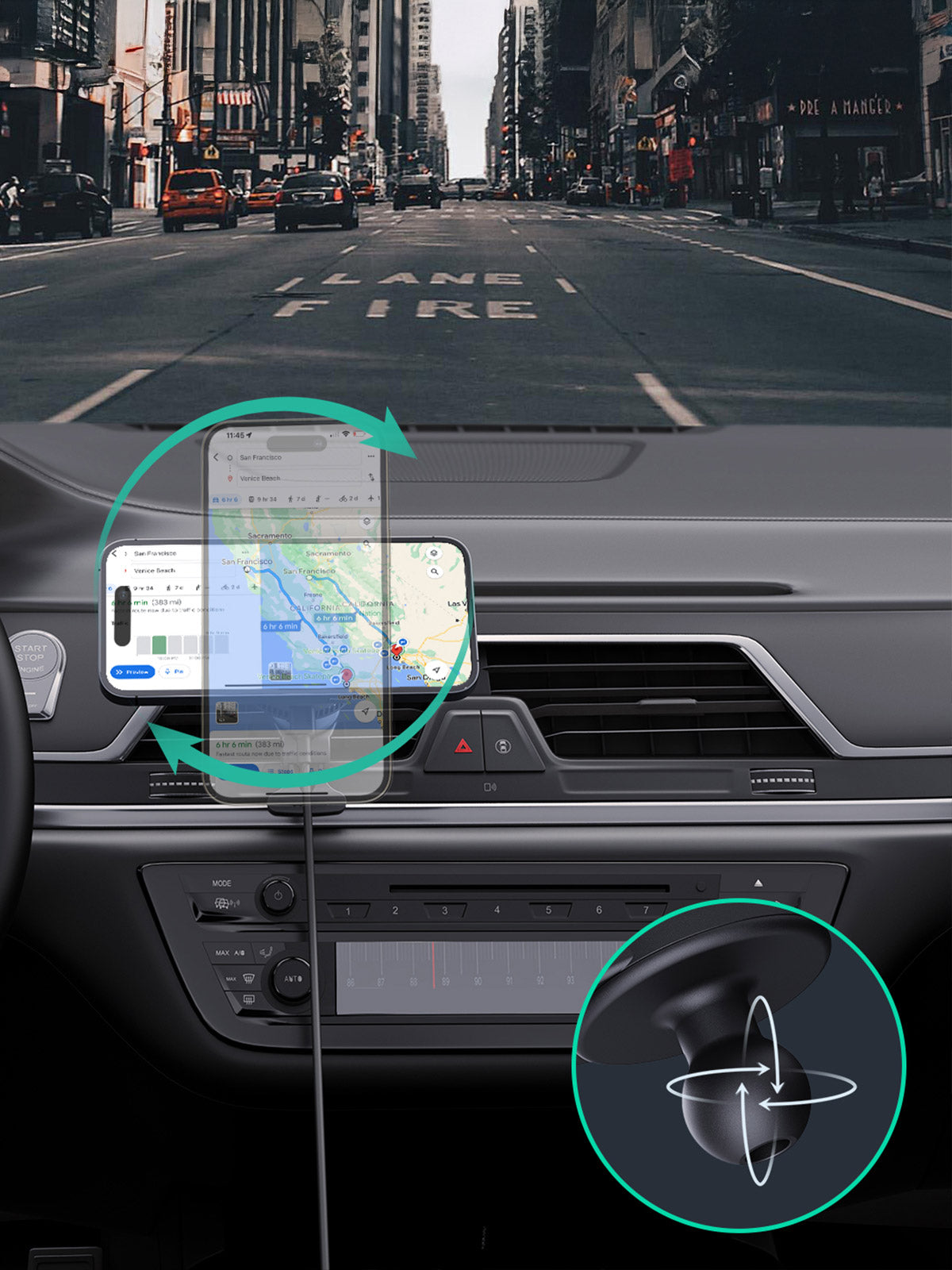 Aukey MagFusion Dash Pro Qi2 Active Cooling Wireless Charging Phone Mount