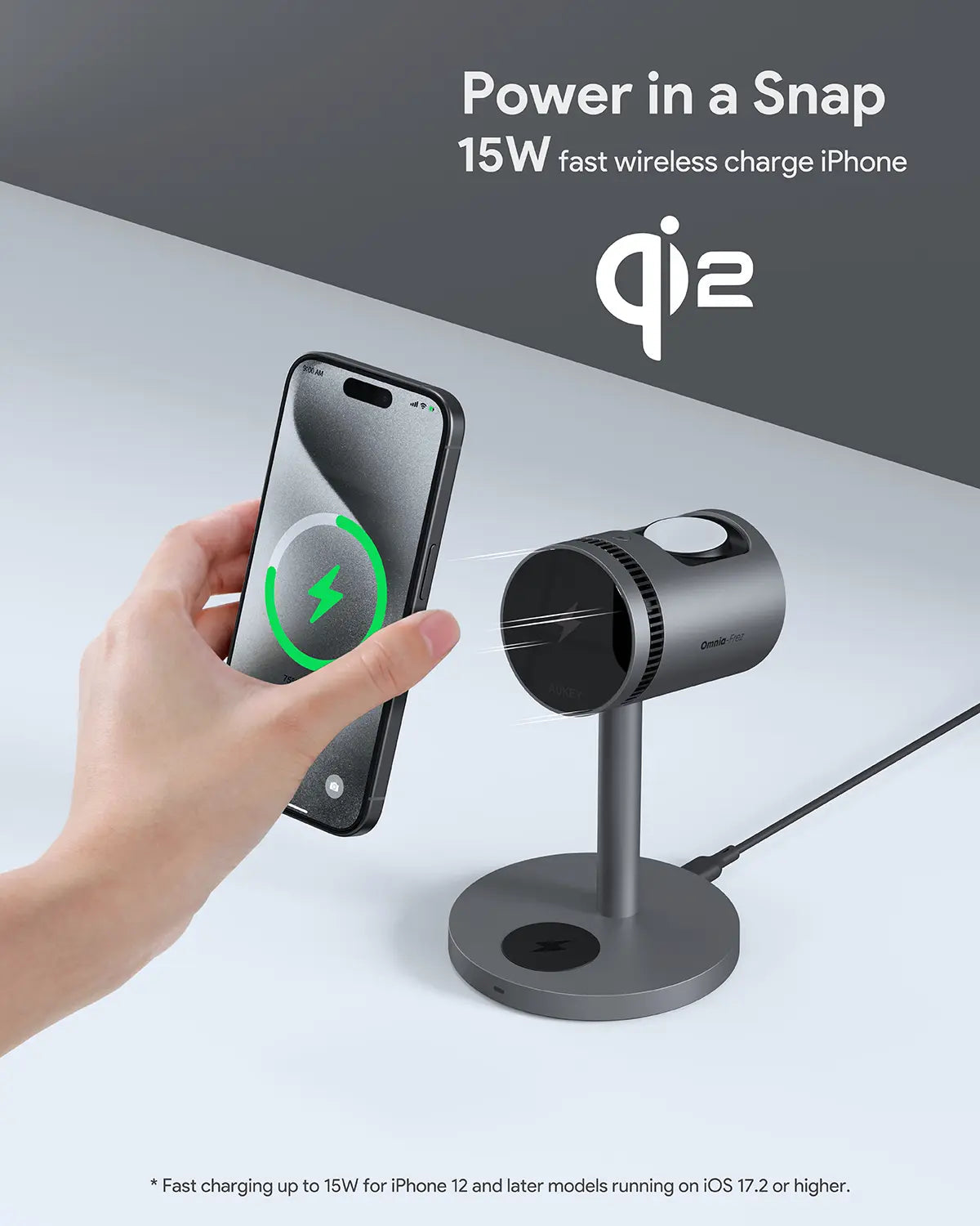 Aukey MagFusion 3-in-1 Pro Qi2 Active Cooling Wireless Charging Station