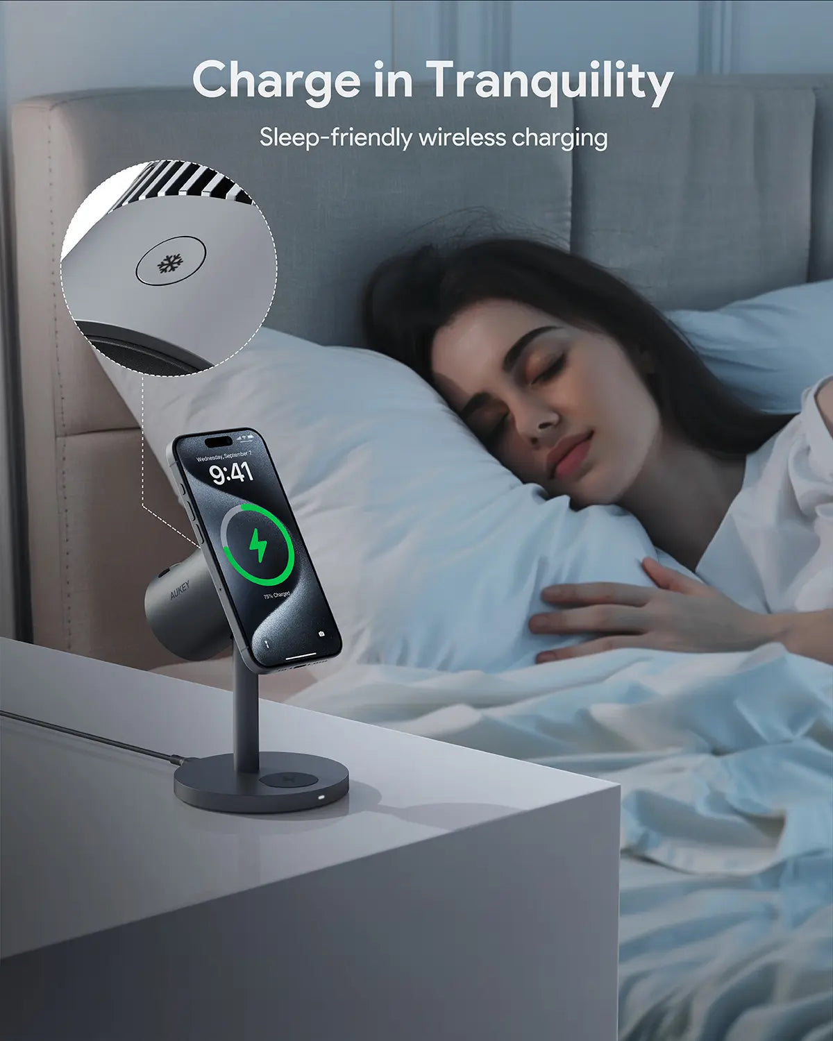 Aukey MagFusion 3-in-1 Pro Qi2 Magnetic Fast Wireless Charging Station with Active Cooling (LC-MC311A)