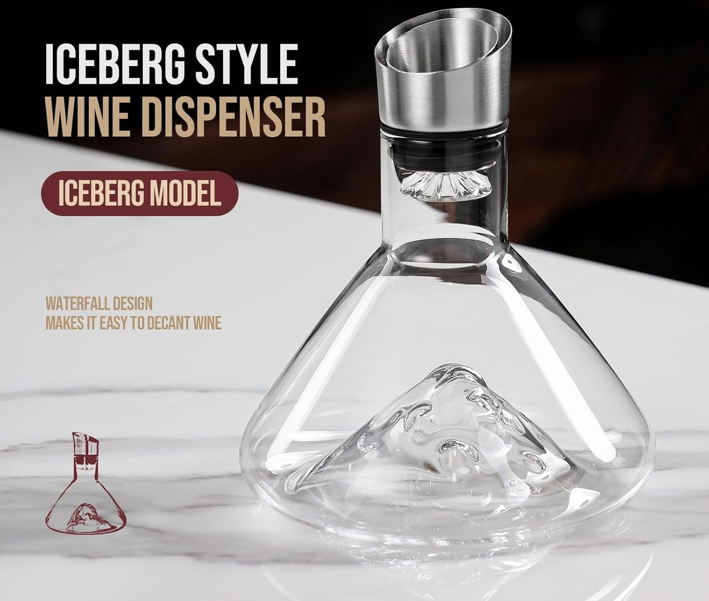 CARLA HOME Iceberg Wine Decanter with Aerator Filter and Lid