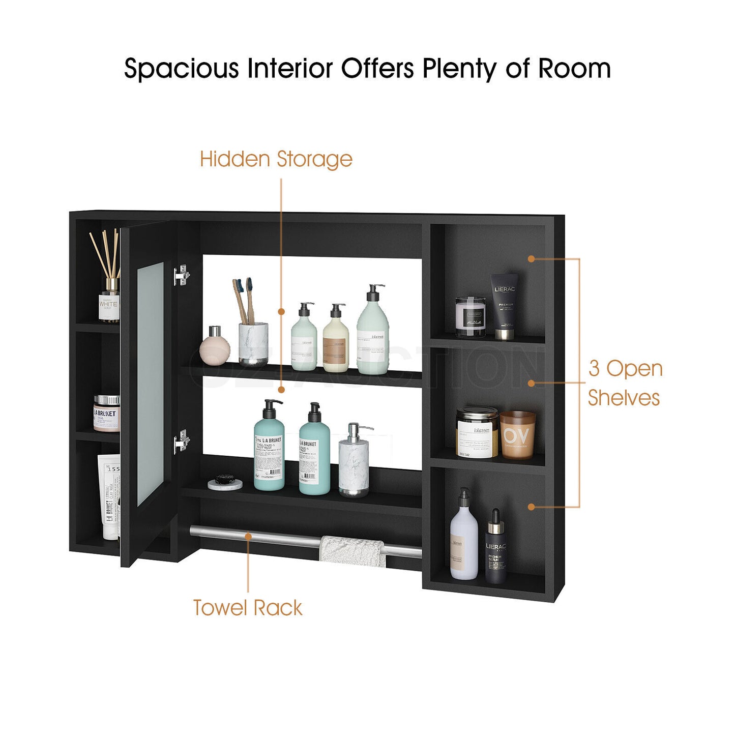 Bathroom Mirrored Cabinet Wall Storage Organizer