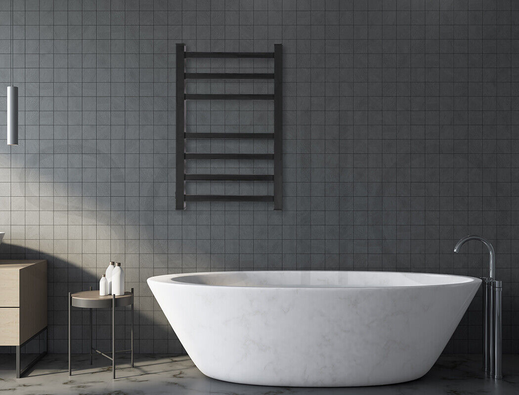 Aluminium Heated Towel Rail 7-Bar Electric Warmer Black