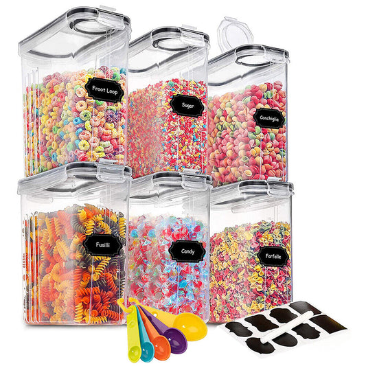 6PCS Food Storage Containers Kitchen Dry Pantry Organiser Airtight Lids