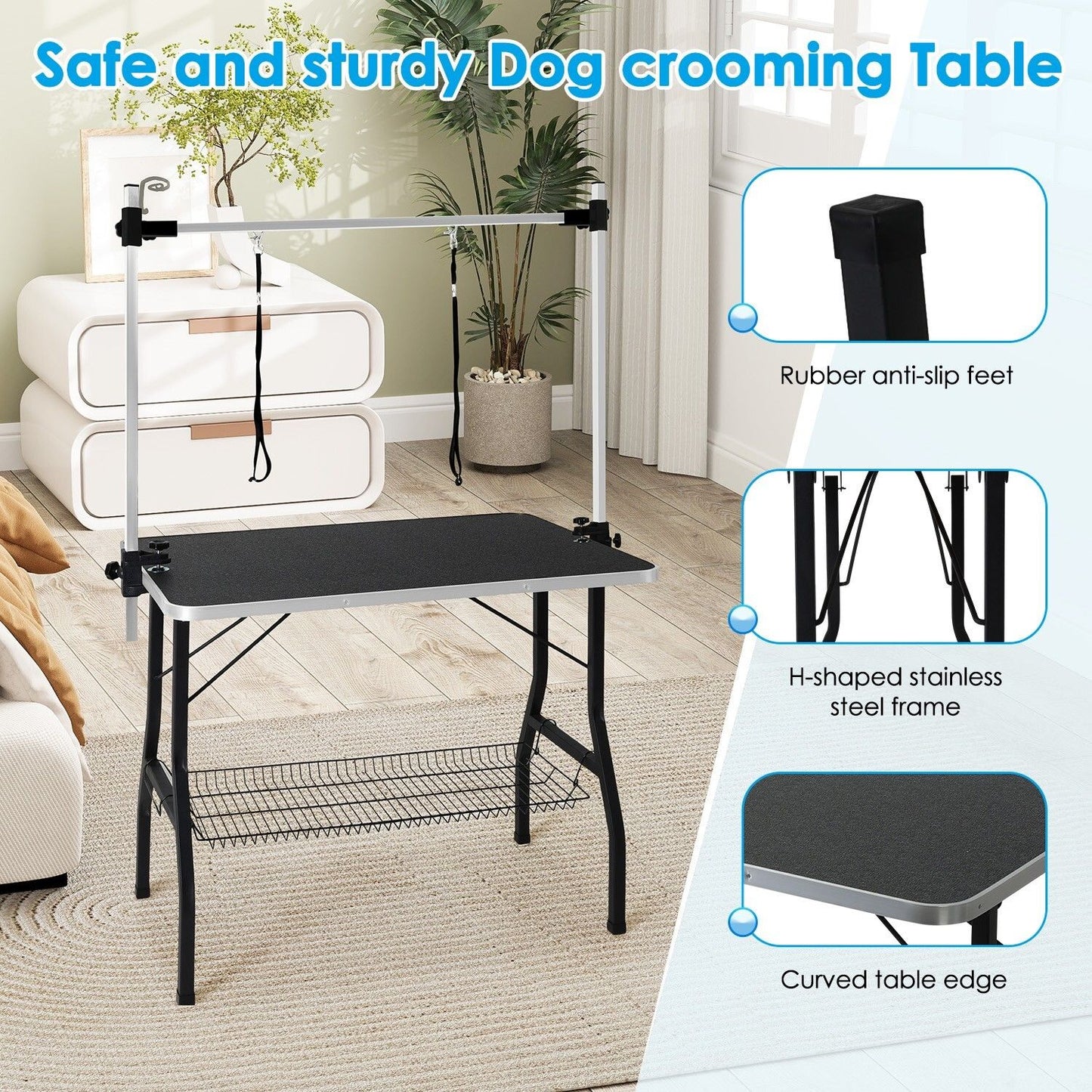 Adjustable Pet Grooming Table for Australian Cattle Dog, Foldable