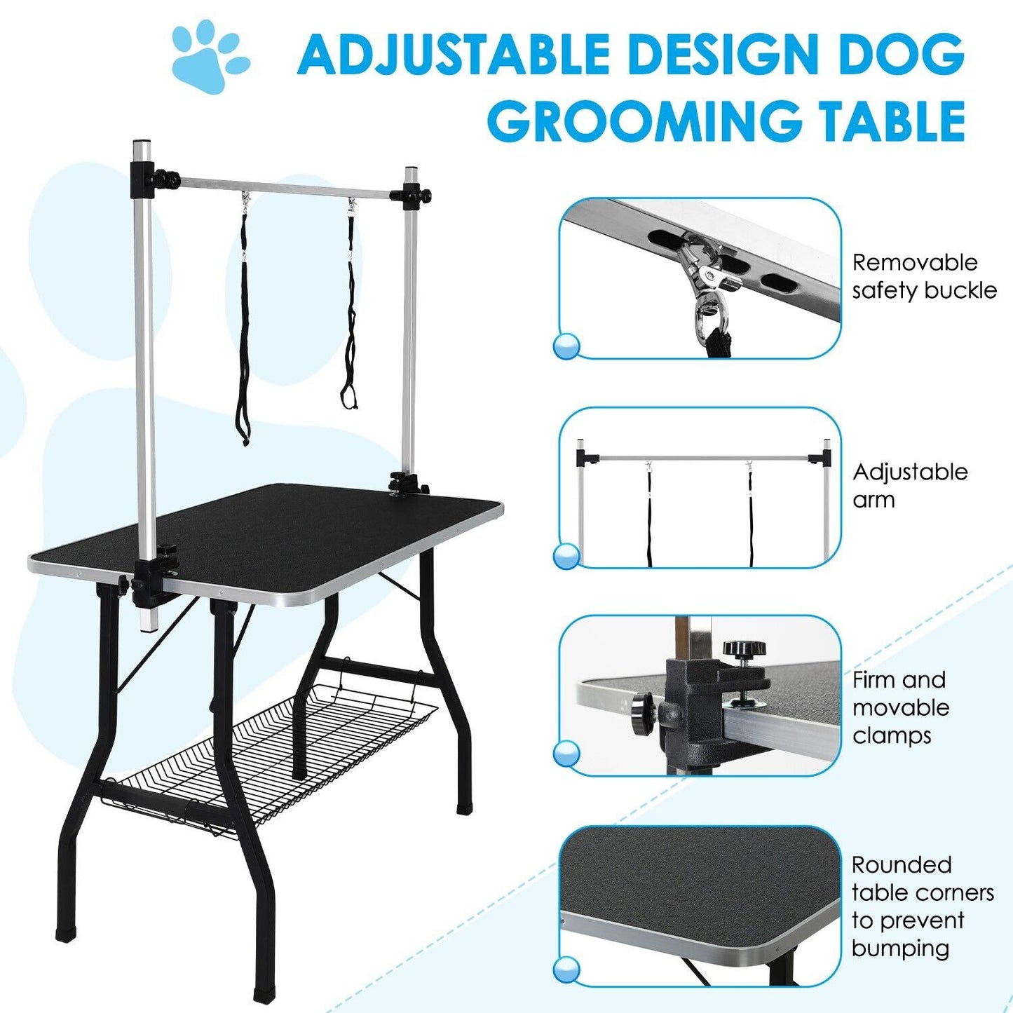 Adjustable Pet Grooming Table for Australian Cattle Dog, Foldable