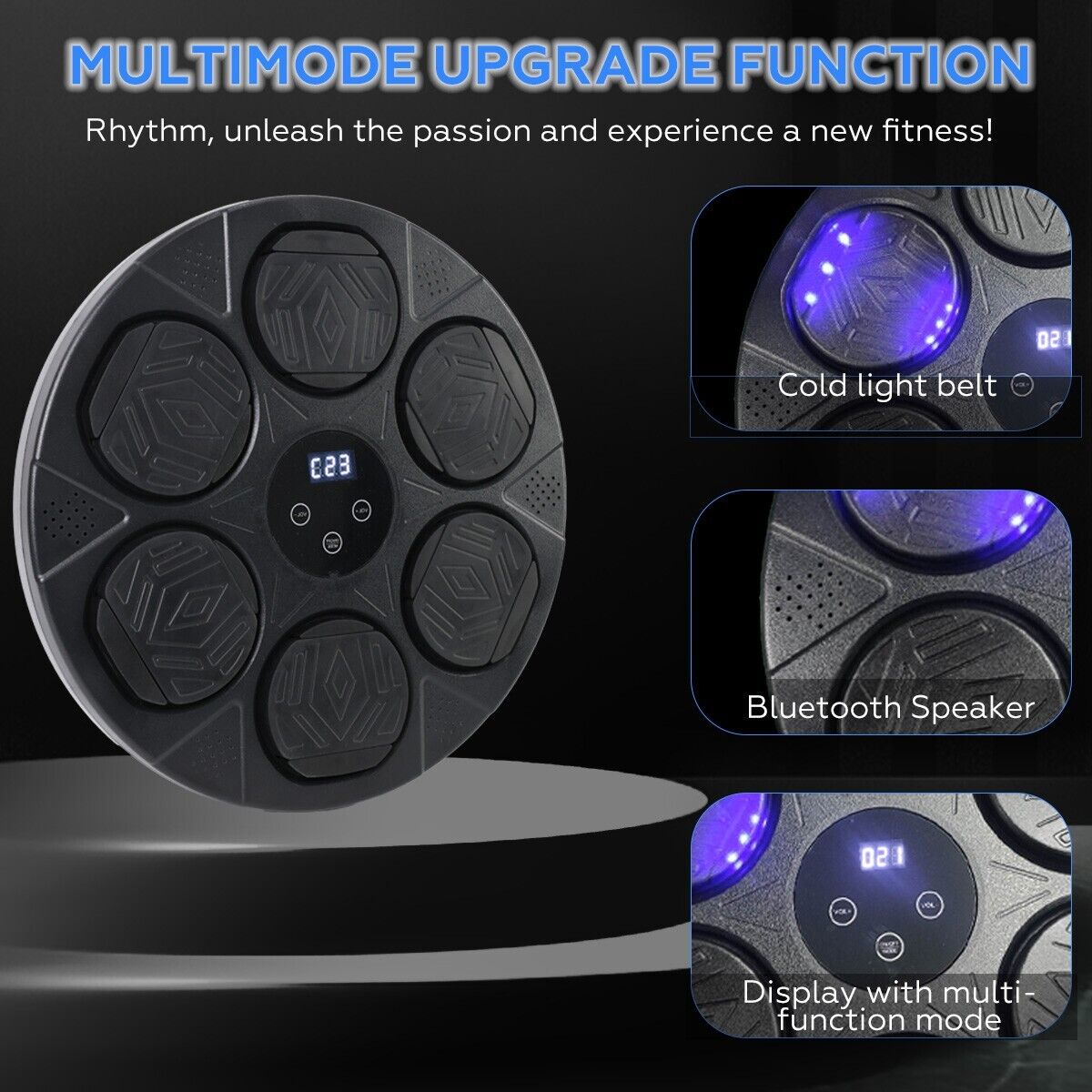 Bluetooth Smart Punching Bag Wall Pad 9 Speeds w/ Gloves