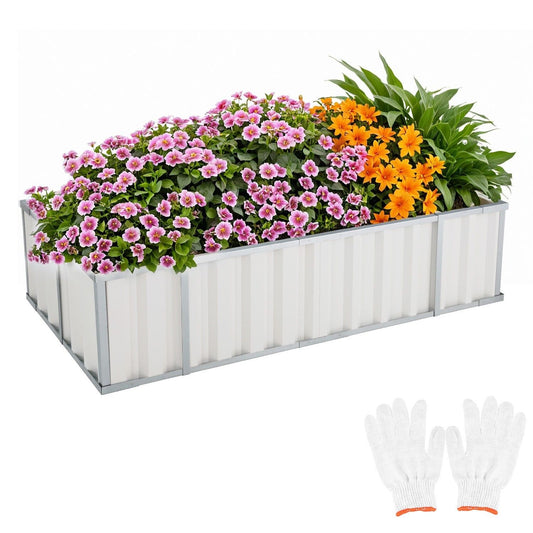 Galvanised Steel Raised Garden Rectangle Bed 160x80x42cm No-Screw Oval