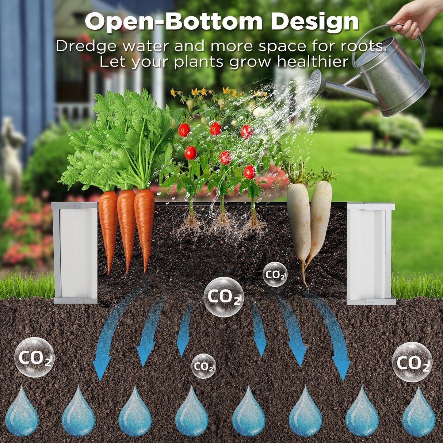 Galvanised Steel Raised Garden Rectangle Bed 160x80x42cm No-Screw Oval