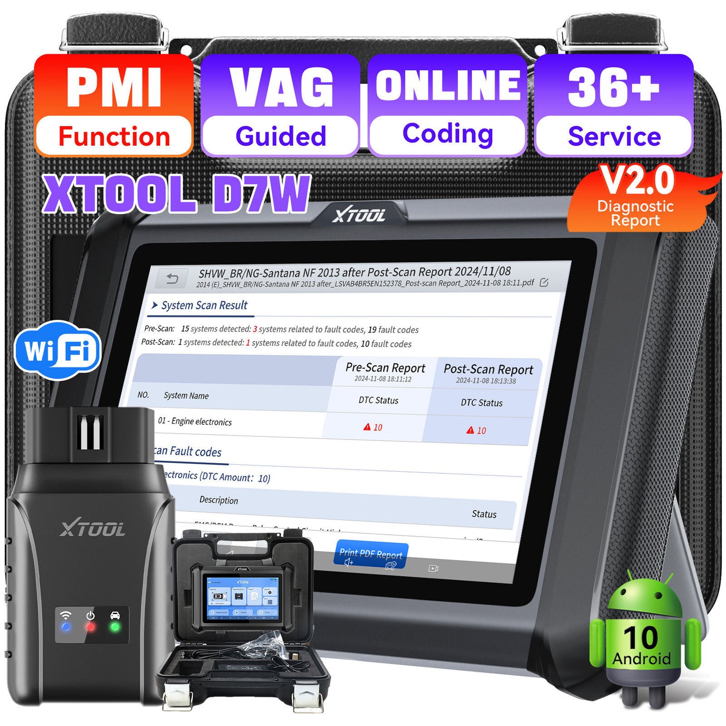 D7W Wireless OBD2 Scanner ECU Coding Key Programming