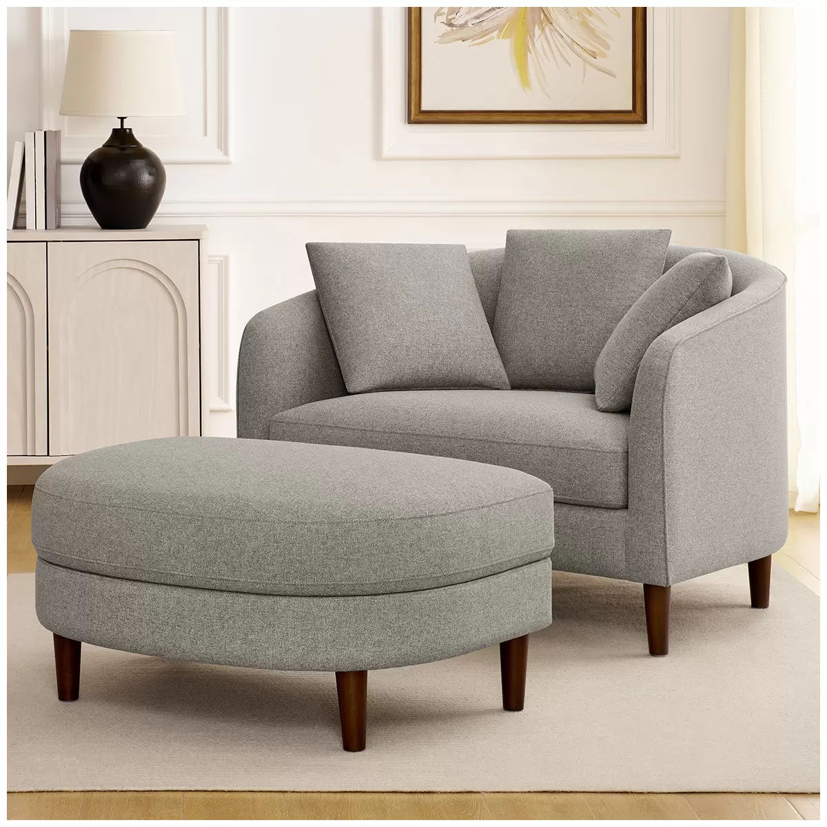 Accent Chair with Storage Ottoman