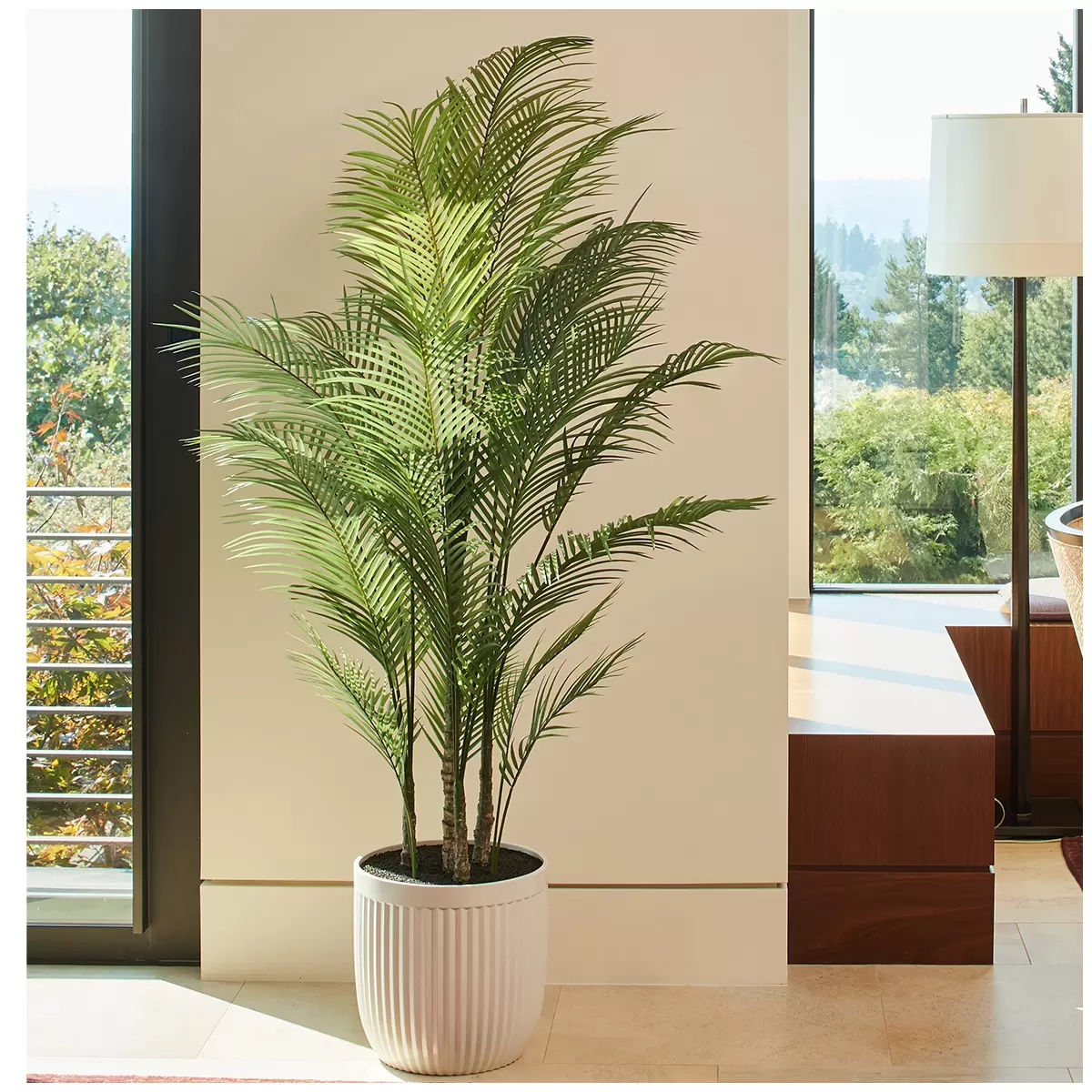 Artificial Palm Tree In Ribbed Pot 2M