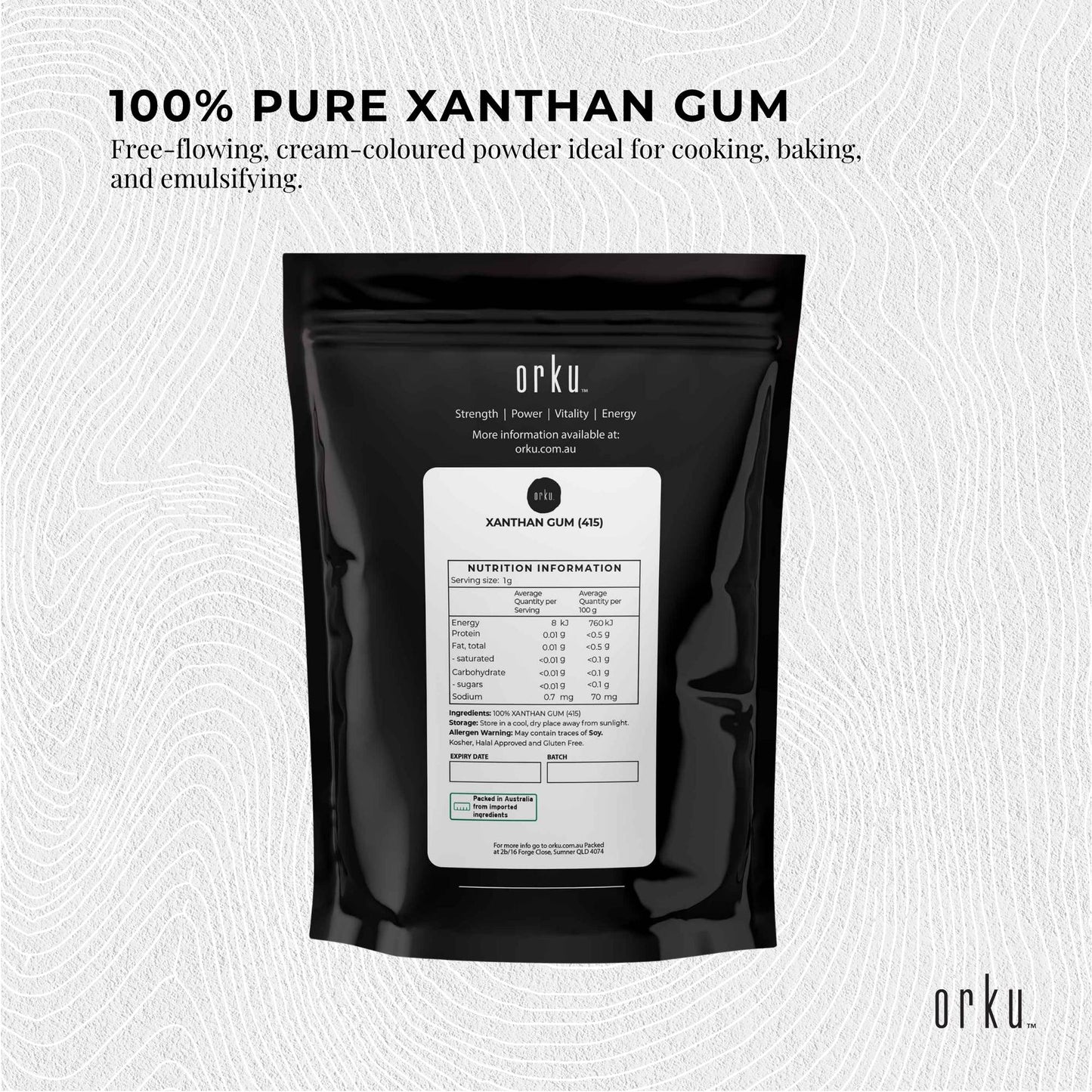 Orku 100g Xanthan Gum Thickener Pure Fine Powder 200 Mesh FCC E415 Food Additive