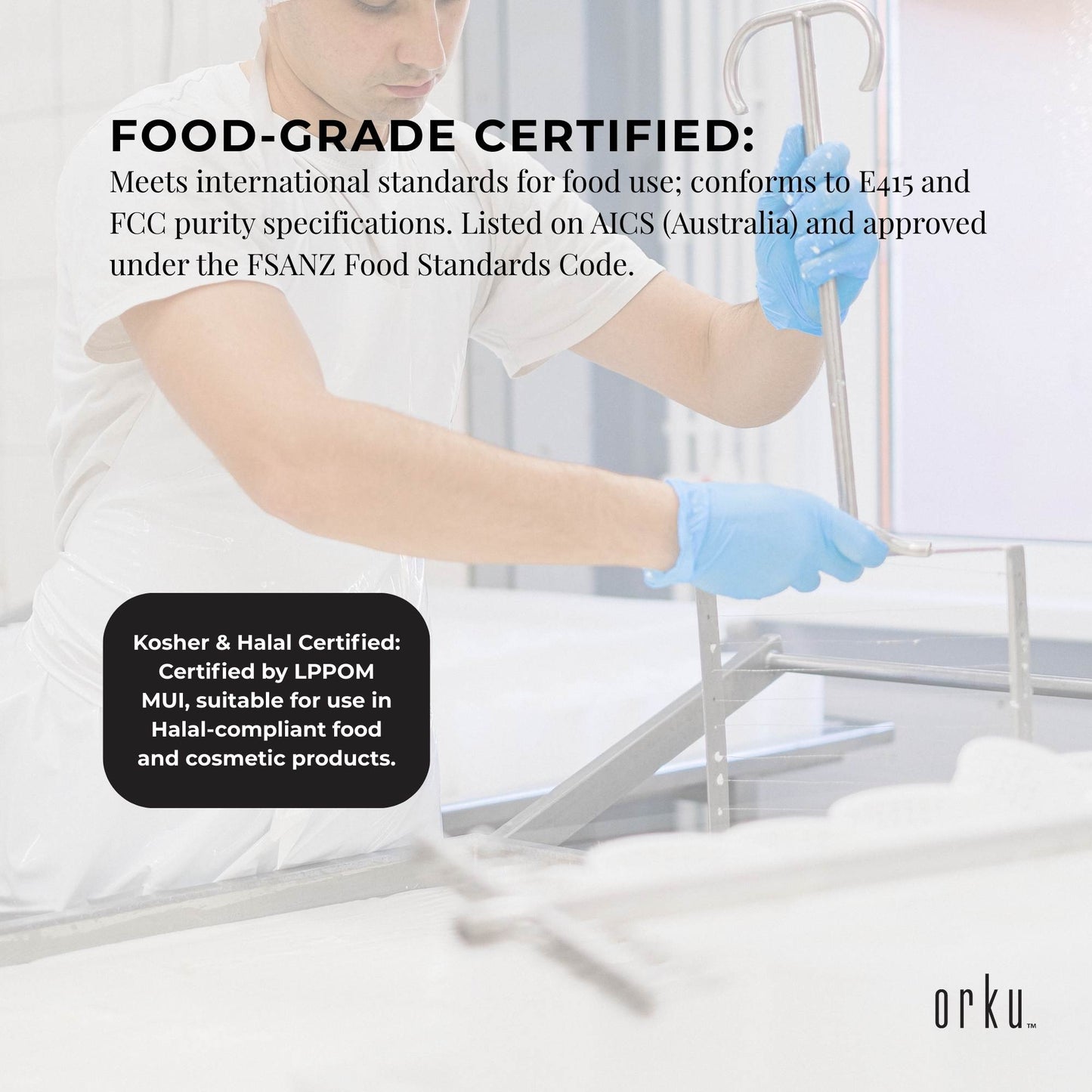 Orku 1Kg Xanthan Gum Thickener Pure Fine Powder 200 Mesh FCC E415 Food Additive