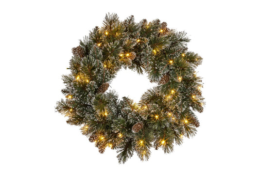 Christabelle 61cm Christmas Wreath Cashmere Pine With LED Lights Decoration