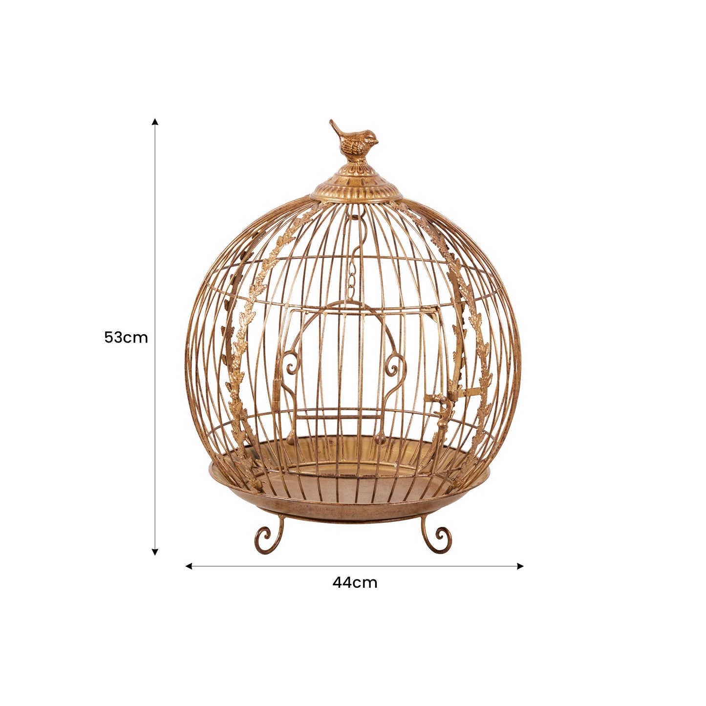 Christabelle Antique Gold Metal Art Iron Wrought Material Bird Cage Display Christmas Decor