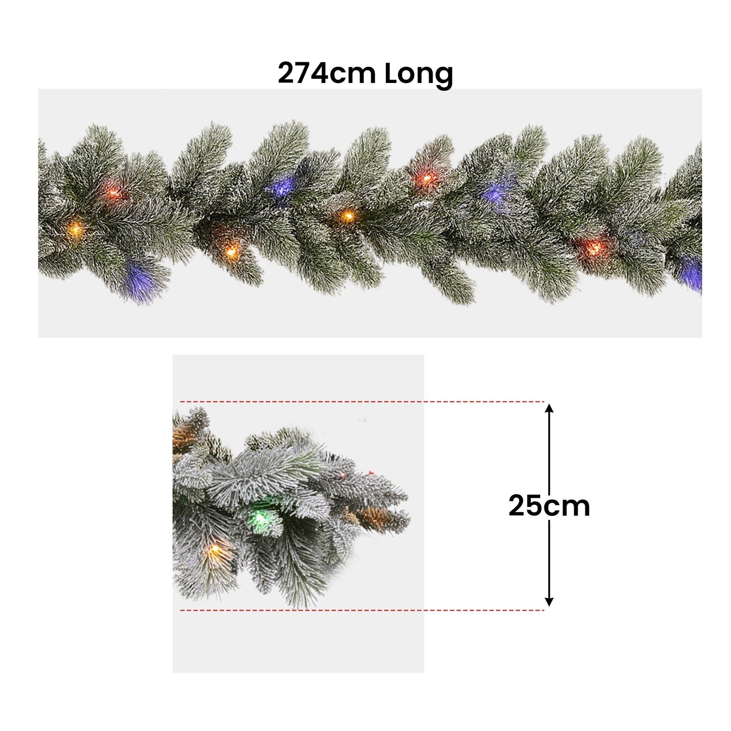 National Tree Company 274cm Pre Lit Snowy Stamford Spruce Battery Operated Christmas Garland w/LED Lights & Timer