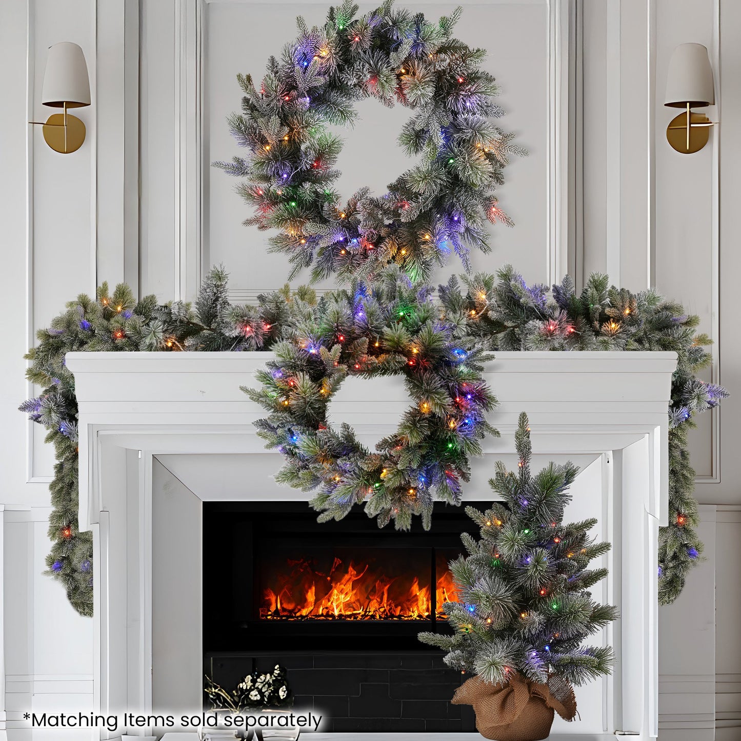 National Tree Company 76cm Pre Lit Snowy Stamford Spruce Battery Operated Christmas Wreath w/LED Lights & Timer