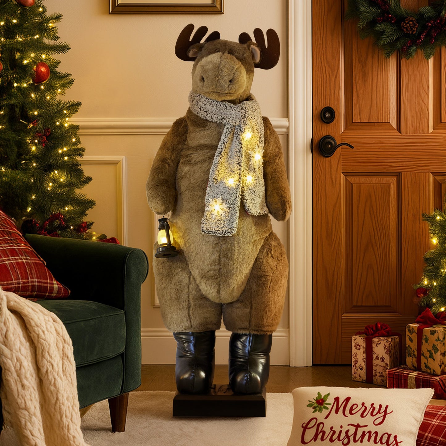 Christabelle 1.5m Musical LED Animated Christmas Moose Decoration Light-Up Lantern Ornament
