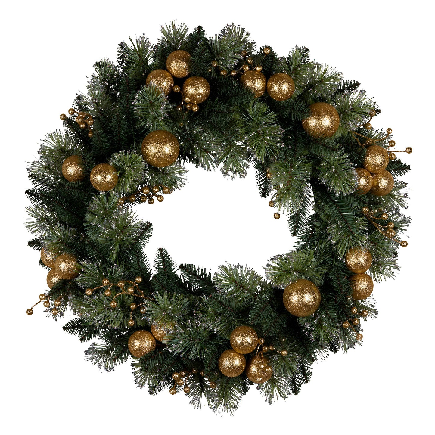 Christabelle 61cm Christmas Wreath Battery-operated Warm White Light Gold Bauble