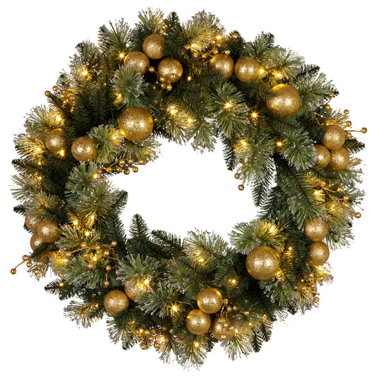 Christabelle 76cm Christmas Wreath Battery-operated Warm White Lights Xmas Decor