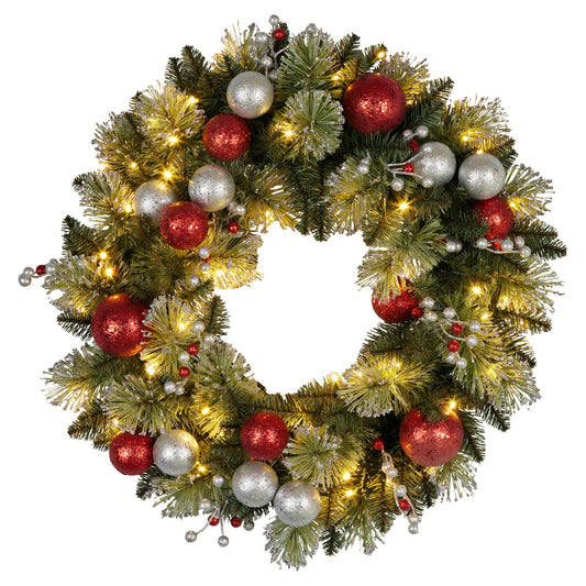 Christabelle 61cm Pre-lit Christmas Wreath Jingle Bells Battery-operated Baubles