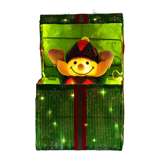 Christabelle Animated Elf Gift Box Led Lights Christmas Tree Decoration Ornament