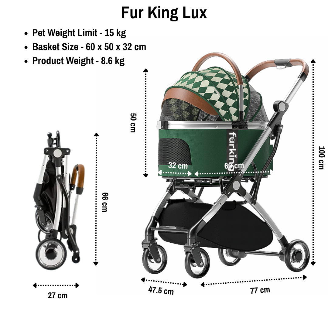Fur King Lux Pet Pram / Stroller - Leopard