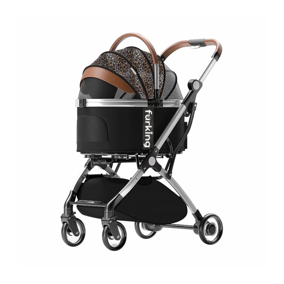 Fur King Lux Pet Pram / Stroller - Leopard