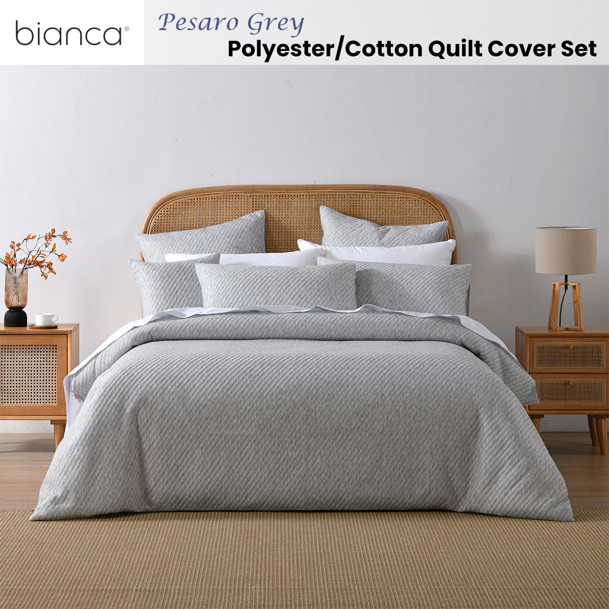 Bianca Pesaro Grey Polyester Cotton Quilt Cover Set King