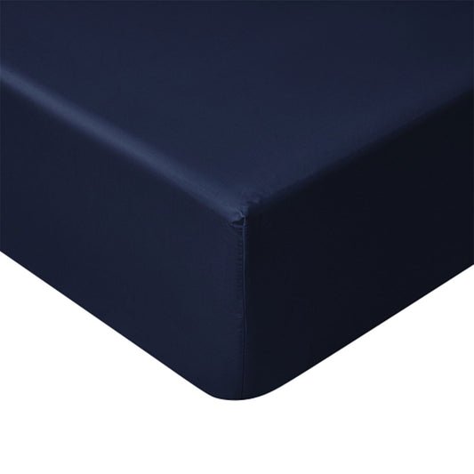 Accessorize 400TC Navy Bamboo Cotton Fitted Sheet 40cm Wall King Single