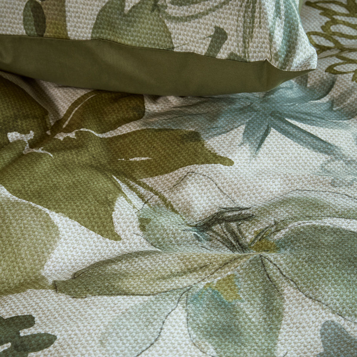 Bedding House Lilian Green 100% Cotton Percale Quilt Cover Set Queen