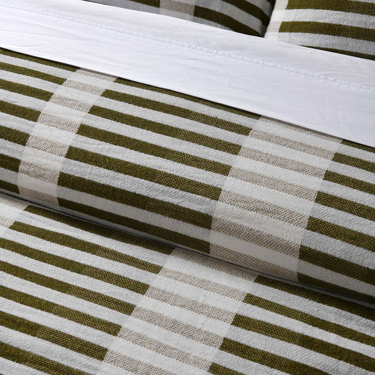 Vintage Design Homewares Tempo Green Cotton Jacquard Quilt Cover Set Queen