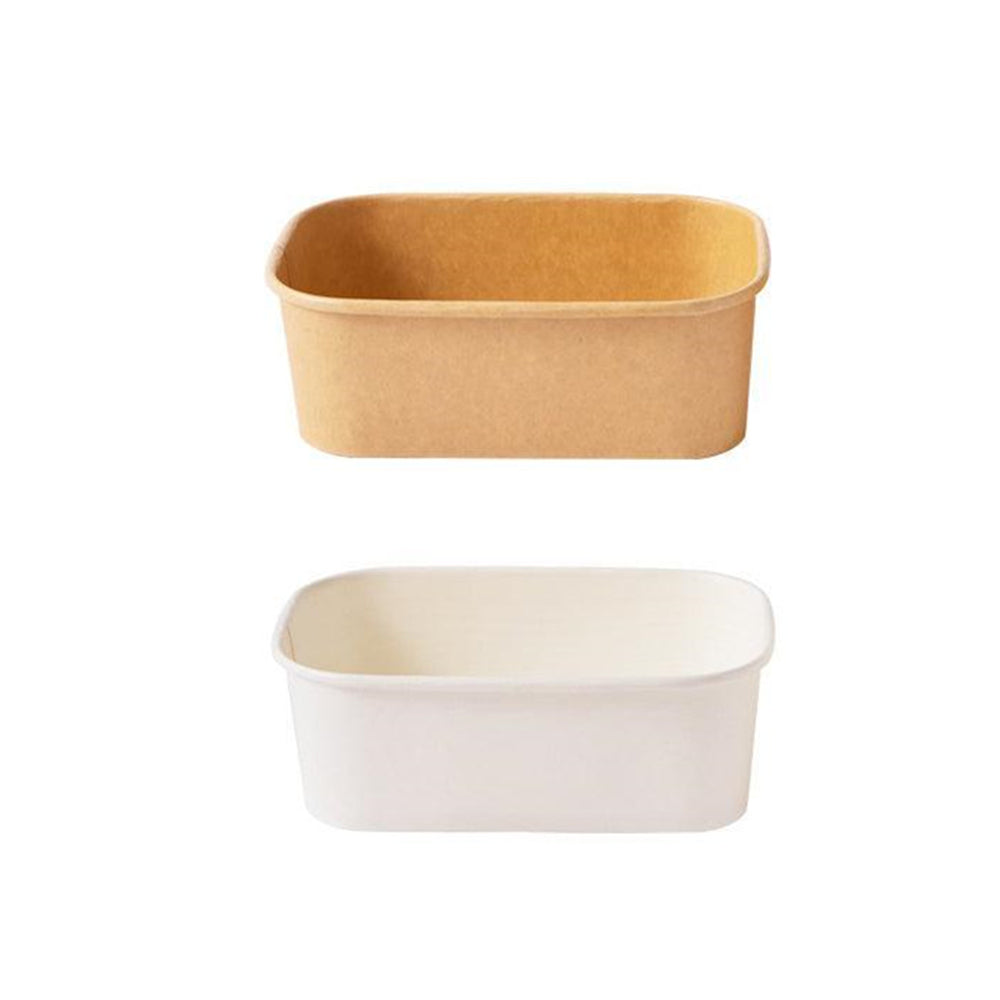 Kraft Paper Bowl for Takeaway Leak-Proof Disposable Food Container - White-Paper Lid-300pcs