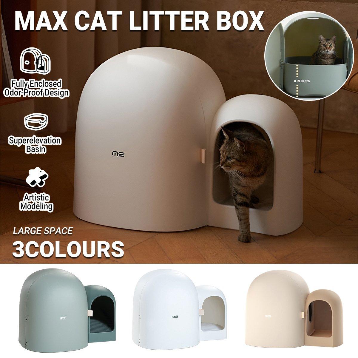 Fully Enclosed Cat Litter Box Large Small Deodorant Anti-Splash Sand Tray Toilet - White