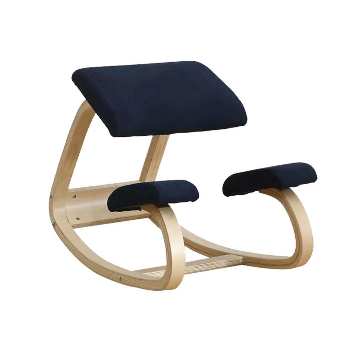 Ergonomic Kneeling Chair Rocking Office Desk Stool Upright Posture Support Seat - Dark Blue
