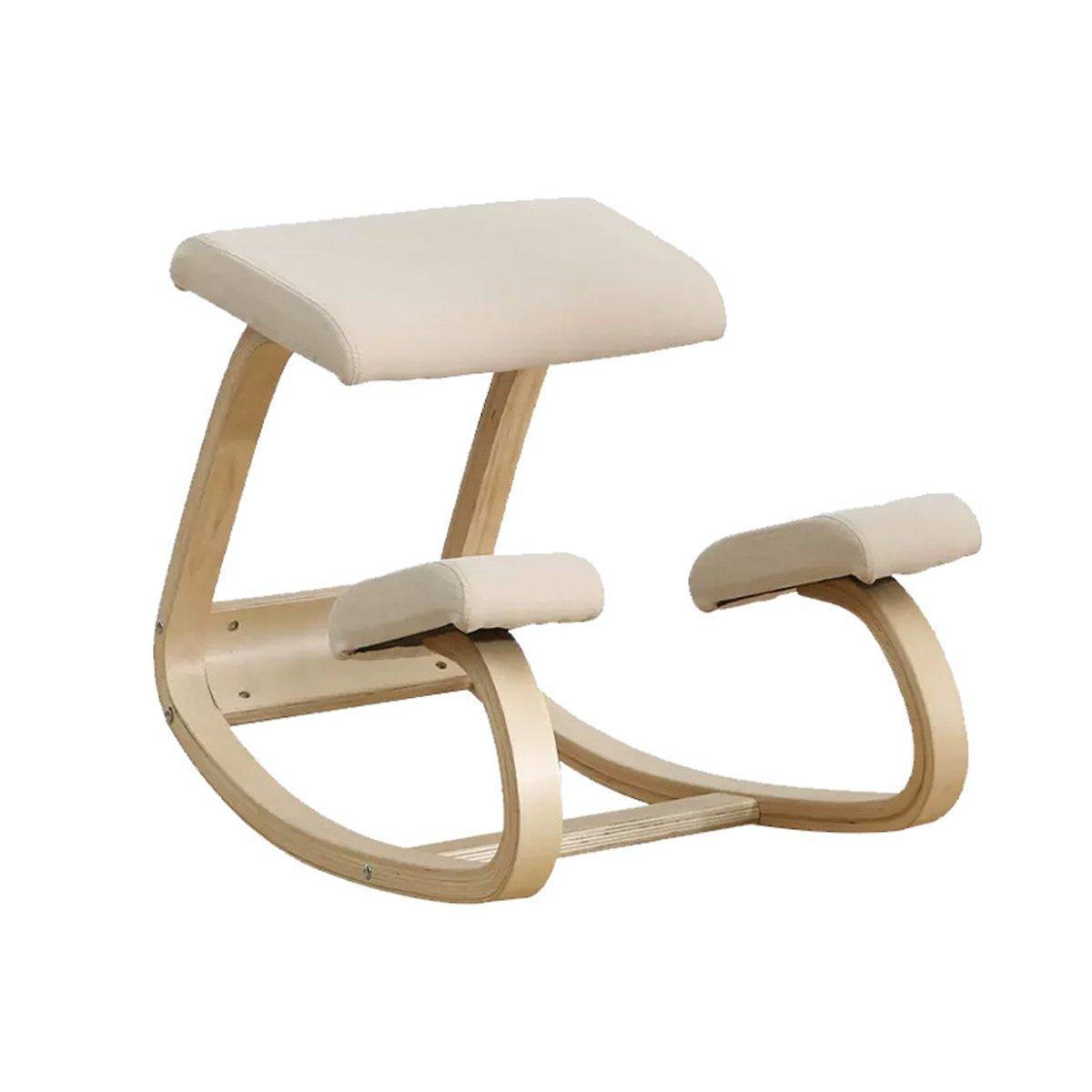 Ergonomic Kneeling Chair Rocking Office Desk Stool Upright Posture Support Seat - Beige