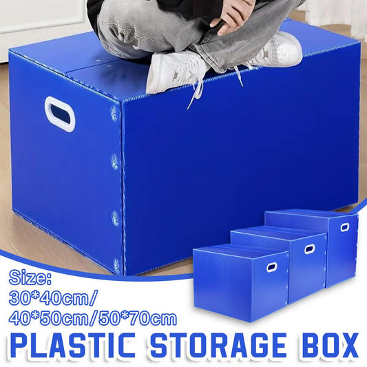 Large Capacity Waterproof Plastic Storage Box Foldable Moving Organizer Durable - 70x50x50cm