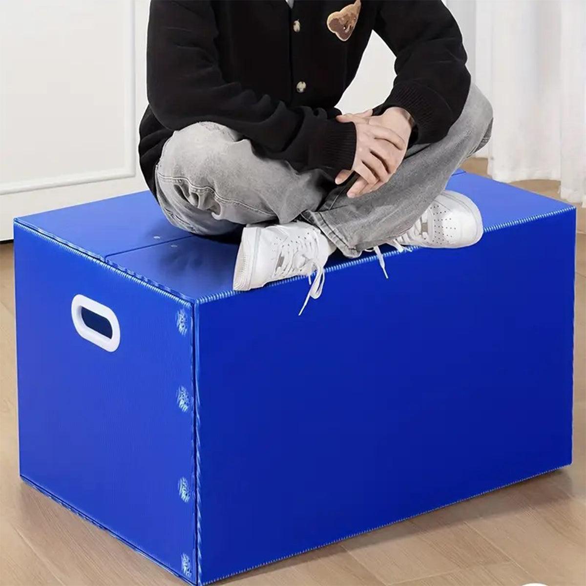 Large Capacity Waterproof Plastic Storage Box Foldable Moving Organizer Durable - 70x50x50cm