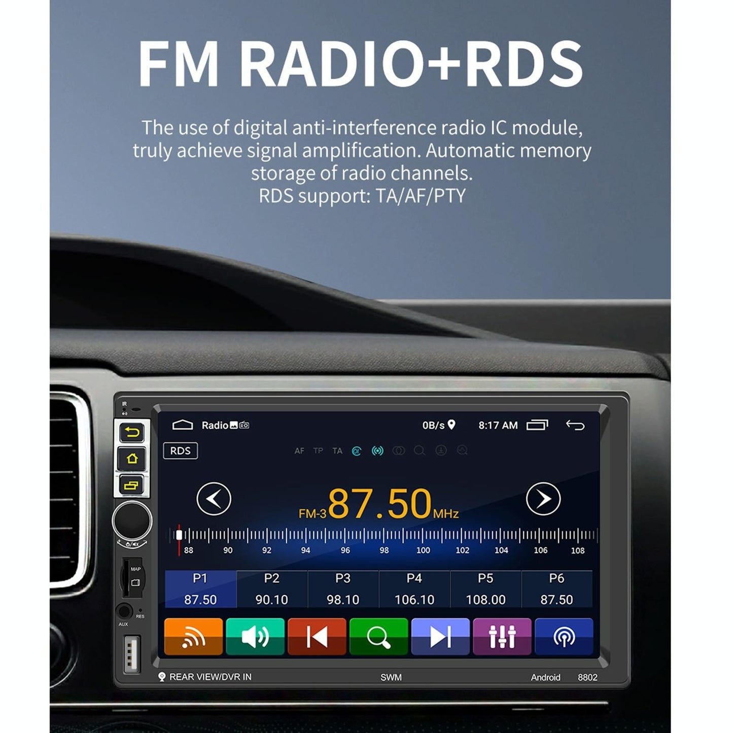 7 Inch Car Android Player Gps Navigation Bluetooth Fm Radio Carplay Mirror Link Wifi Steering Wheel Control