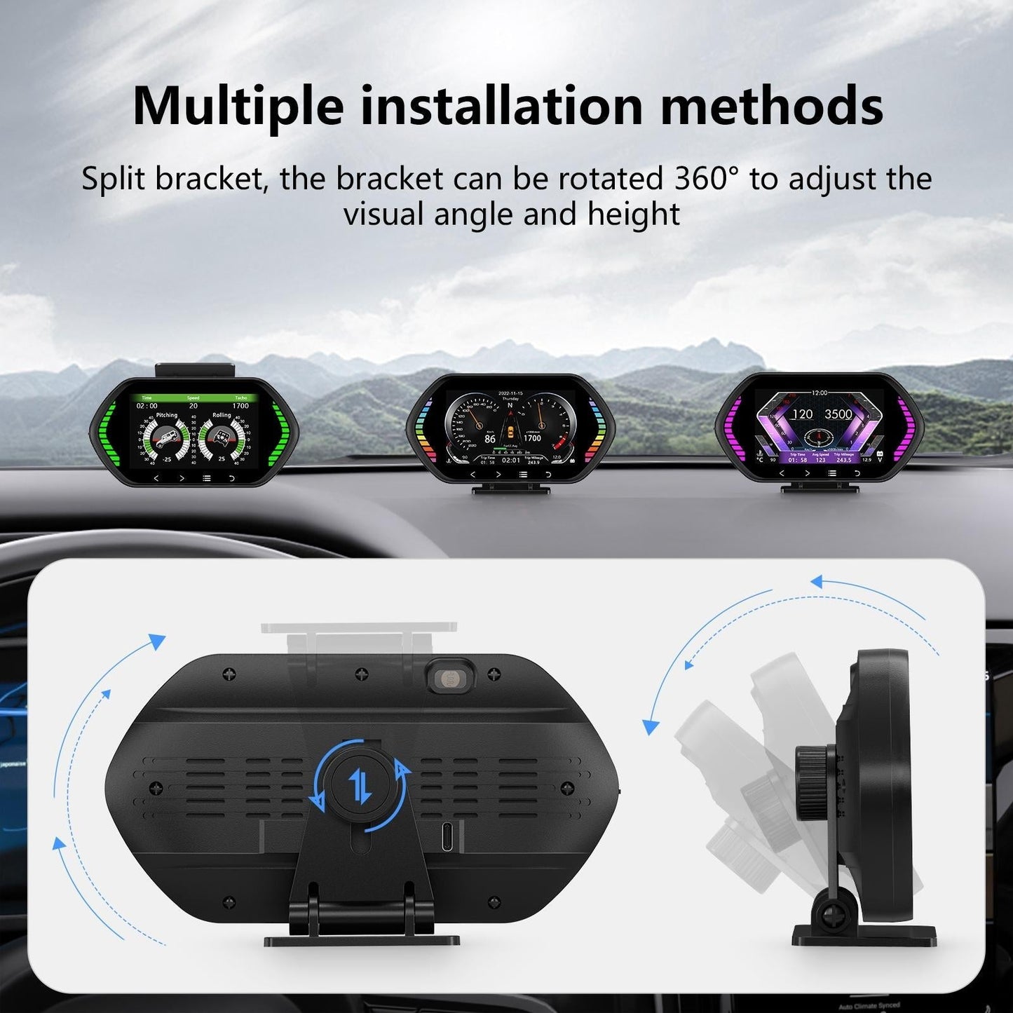 4.5 Inch Hd Obd Lcd Car Gps Slope Meter Hud Display