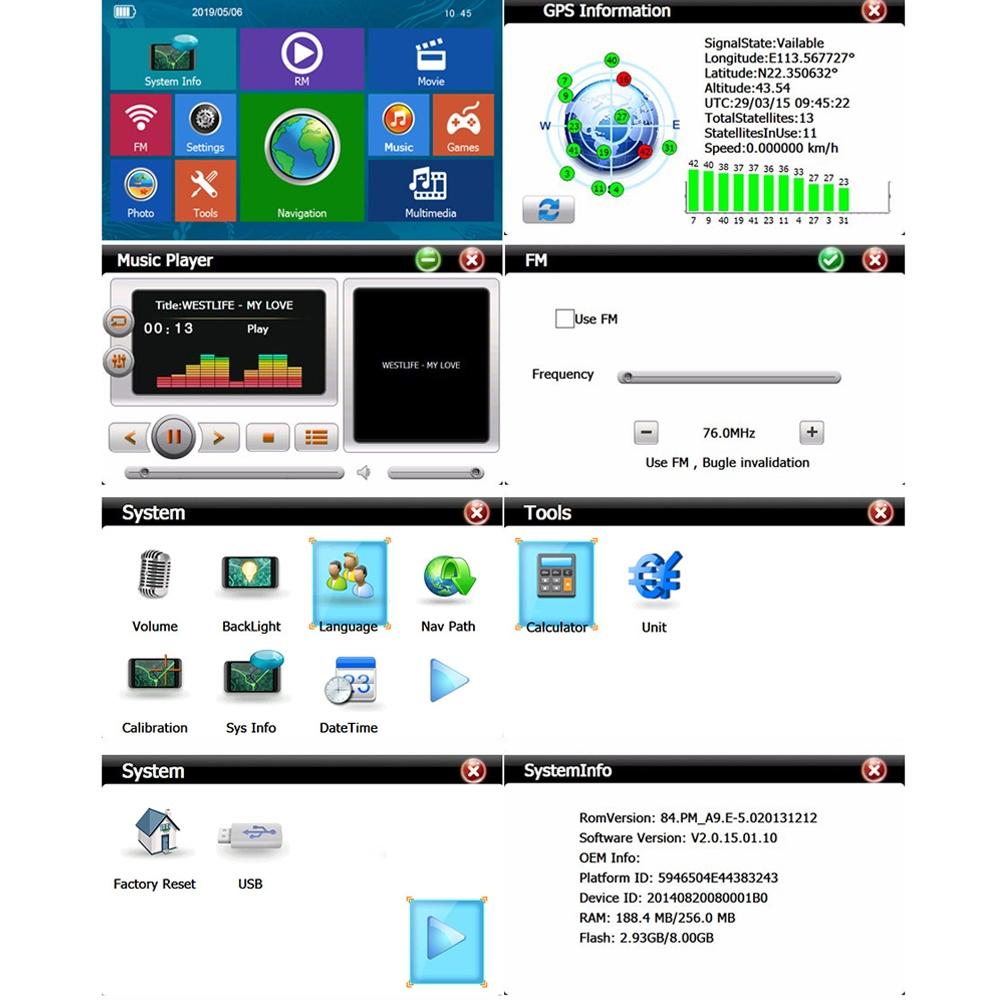 8 Inch Car Gps Navigator - 9 Screen Bluetooth Africa Map - United States Canada Mexico Map