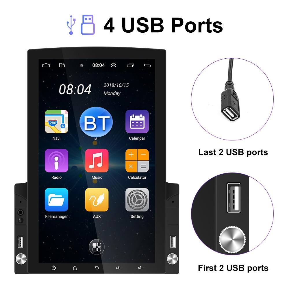 9.7 Inch Vertical Screen Android Car Mp5 Player With Hd 2.5D Glass - Navigation All-In-One