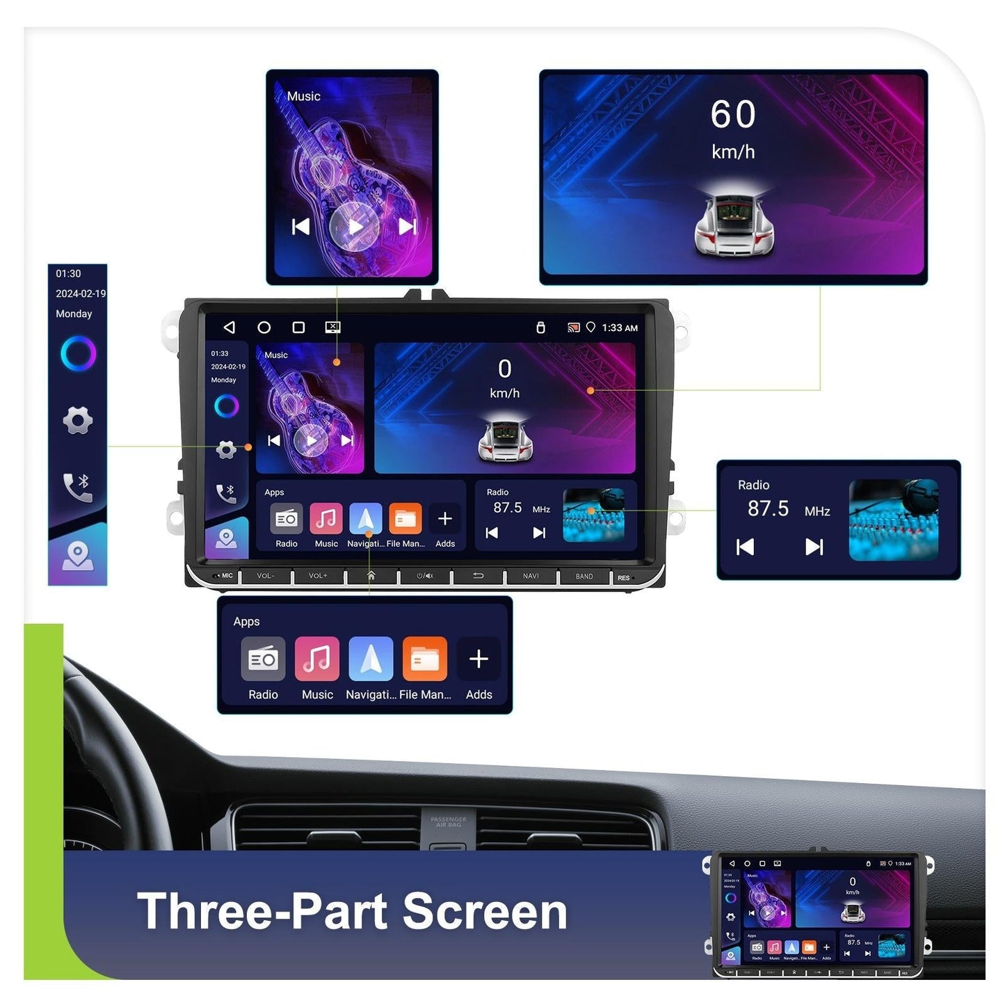 Android 13 Multimedia Player For Vw - 4 + 64G - 9-Inch
