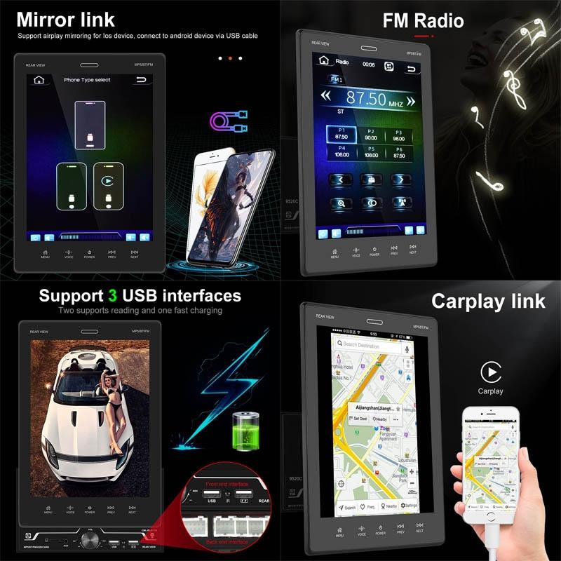 9.5 Inch Vertical Screen Car Mp5 Player - Double Spindle