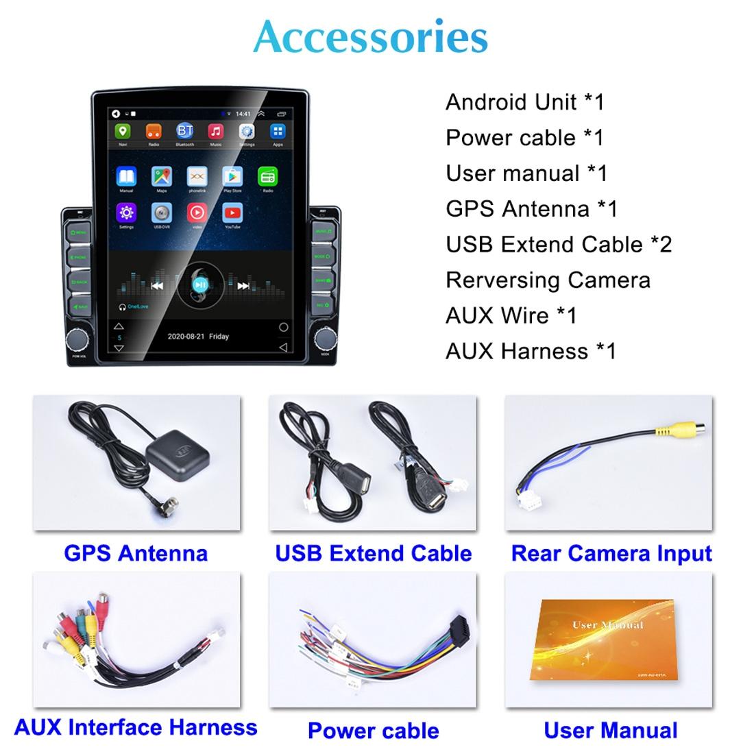 9.7 Inch Vertical Screen Car Android Mp5 Player - Phone Link Gps Fm Steering Wheel Control