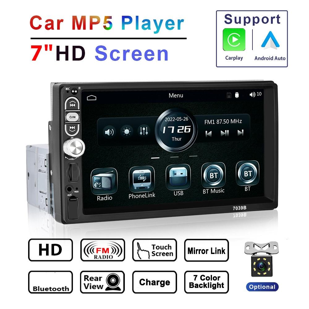 7 Inch Mp5 Bluetooth Carplay Player With Reversing Camera - Standard + 8 Lights