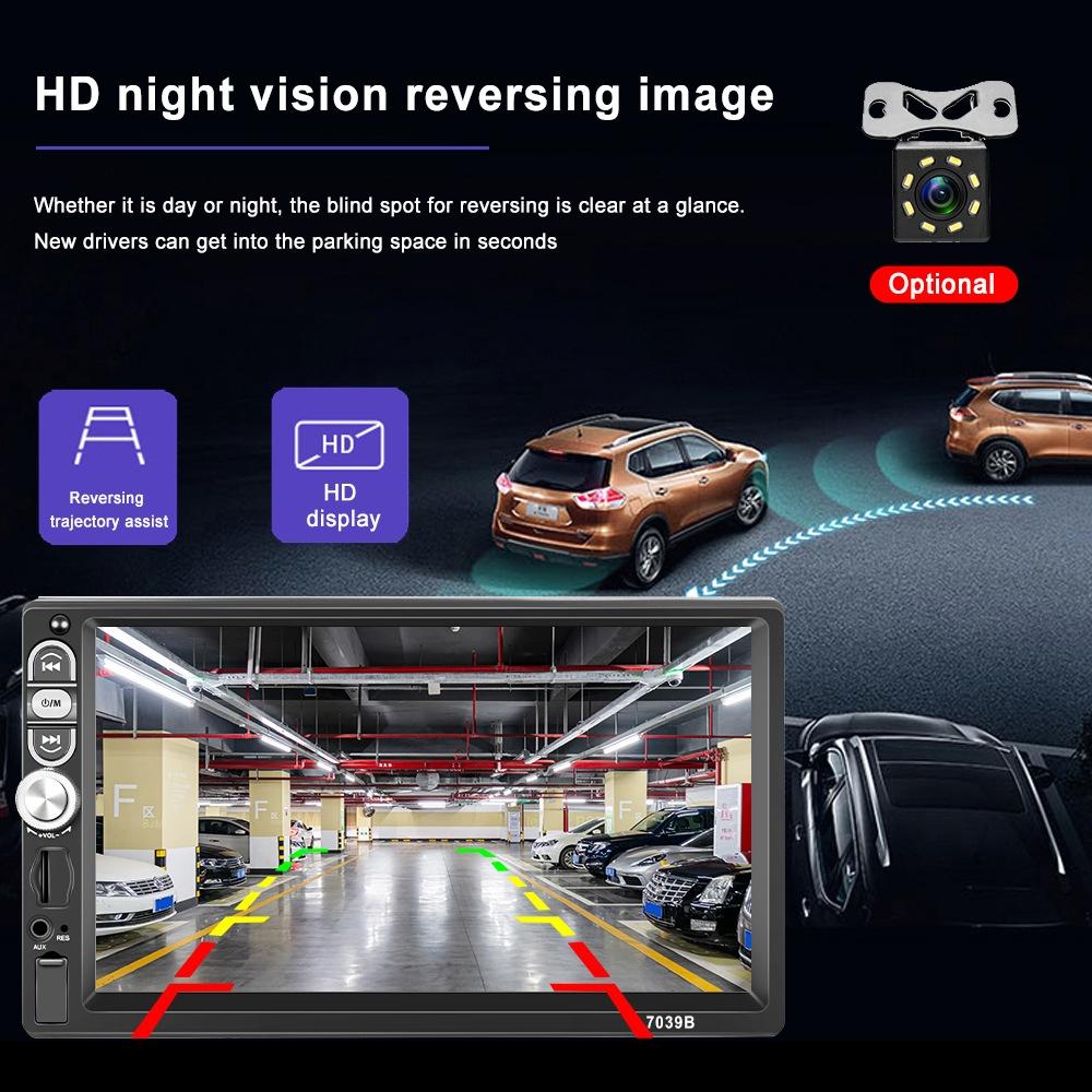 7 Inch Mp5 Bluetooth Carplay Player With Reversing Camera - Standard + 8 Lights