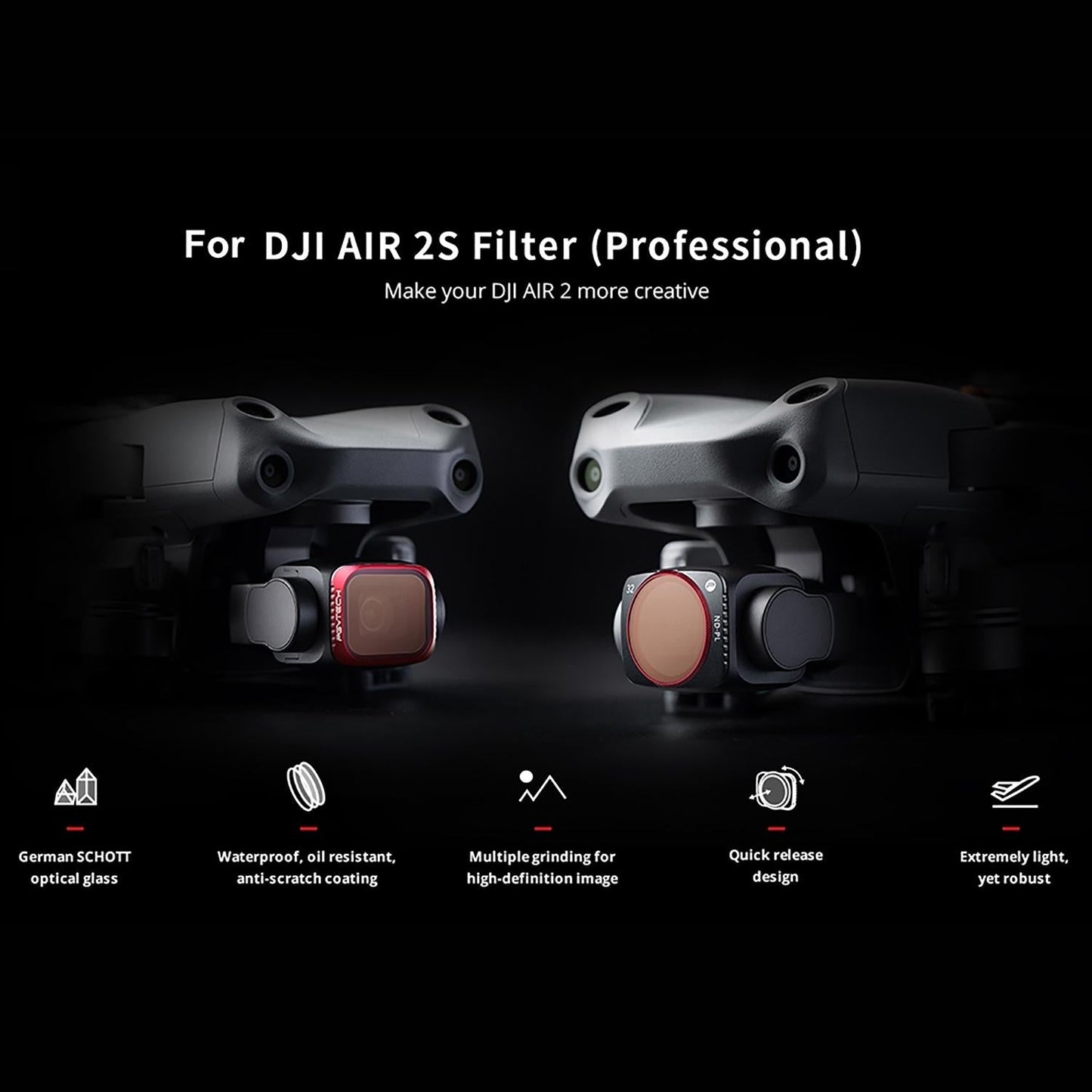 4-in-1 Lens Filter Kit for Dji Air 2s - Nd8 Nd16 Nd32 Nd64
