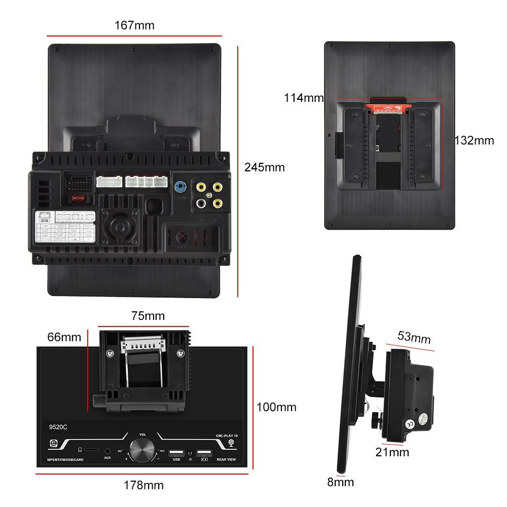 9.5 Inch Vertical Screen Car Mp5 Player - Dual Spindle + 12 Cam