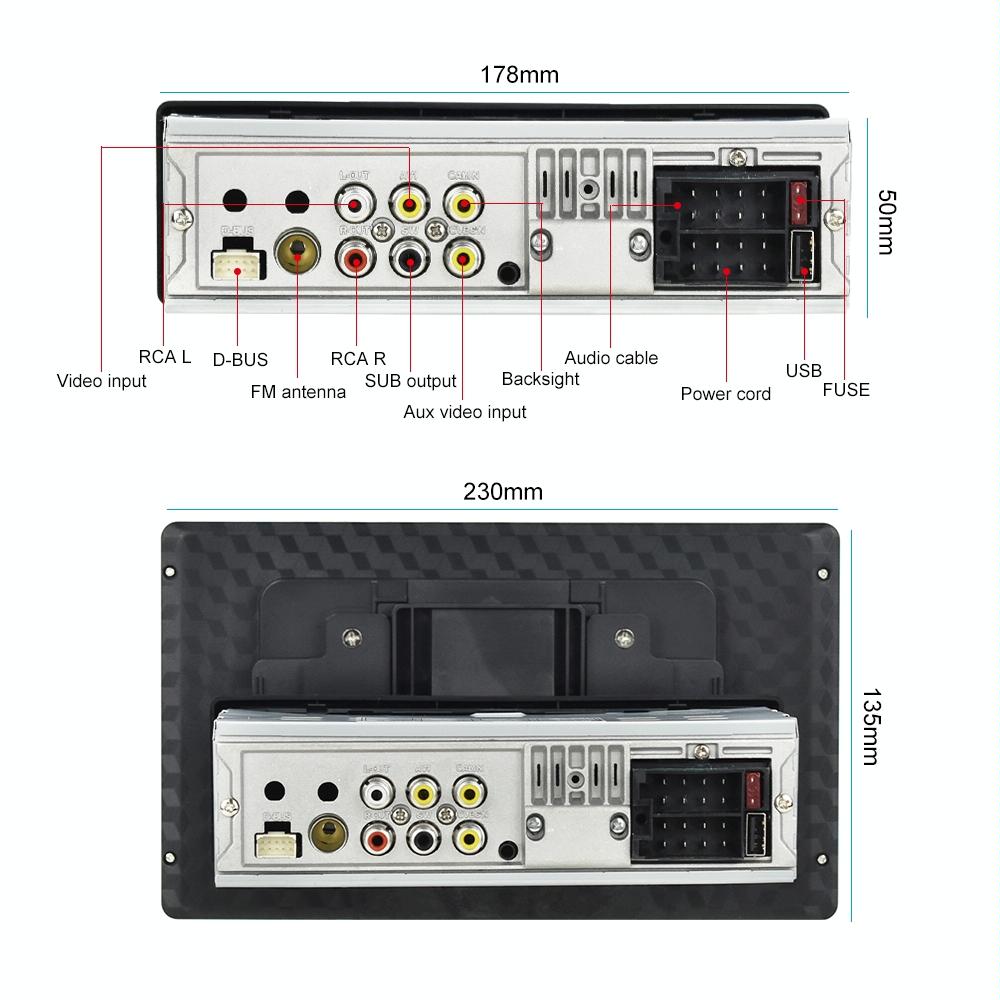 9 Inch Touch Hd Car Mp5 With Carplay / Fm & Remote - Detachable